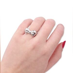 Silver Bow Ring – Adjustable Dainty Coquette Statement